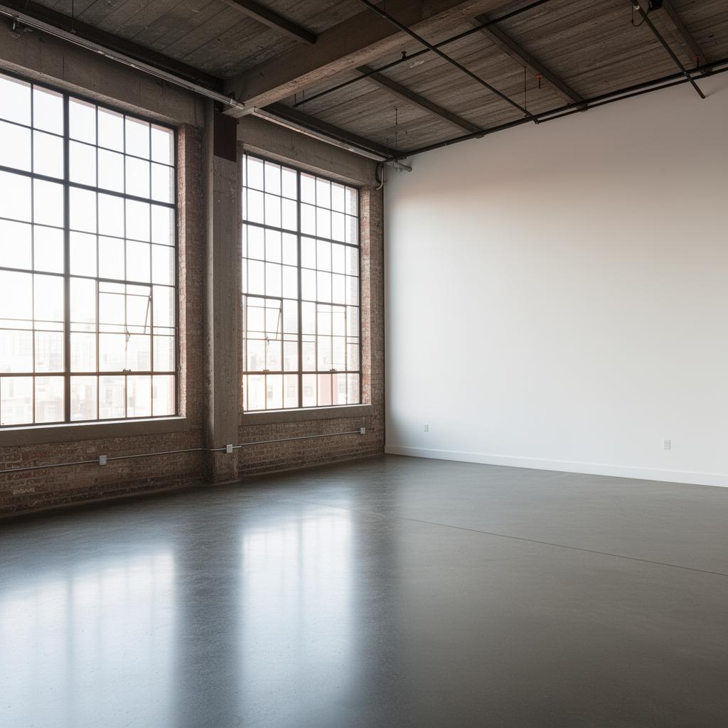 Empty room before AI staging